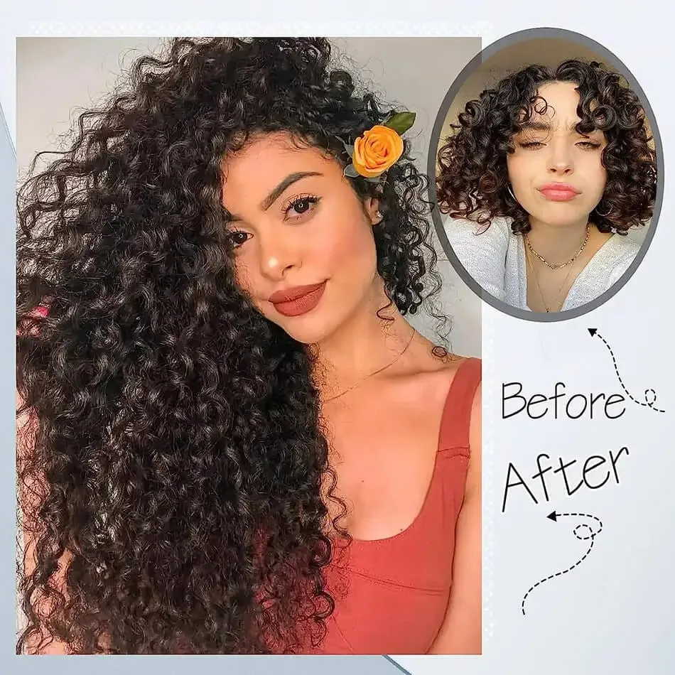 26'' Synthetic Jerry Curly Hair Extensions Double Weft 6PCS/Set Clip-In Full Head Organic Ice Silk Hairpiece Black/Brown 160g — image 6