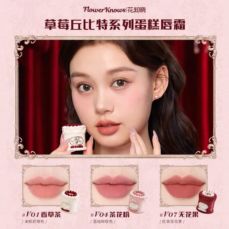 Flower Knows Strawberry Cupid Set trucco professionale per donna Kit completo Confezione regalo Ombretto Crema labbra Blush Set in polvere compatta — image 2