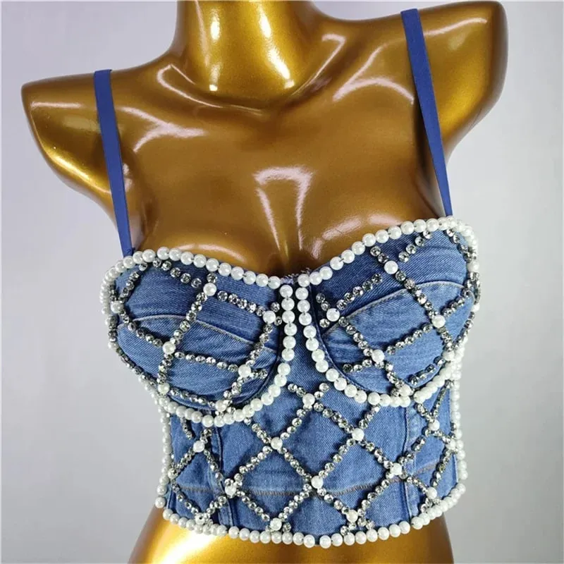 Visivane Rivet Beading y2k Tank Tops Women Bra Blusas Short Corset Woman Clothing Stage Party Shaper Ladies Crop Shirt Camis — image 31