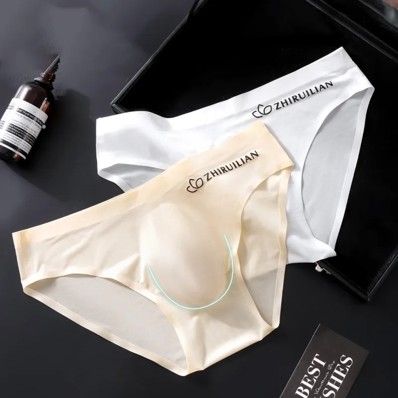 Men Ice Silk Briefs Ultra-thin Seamless Sexy Panties Male Quick Drying 3D Pouch Breathable Underwear Youth Underpants Slip Homme