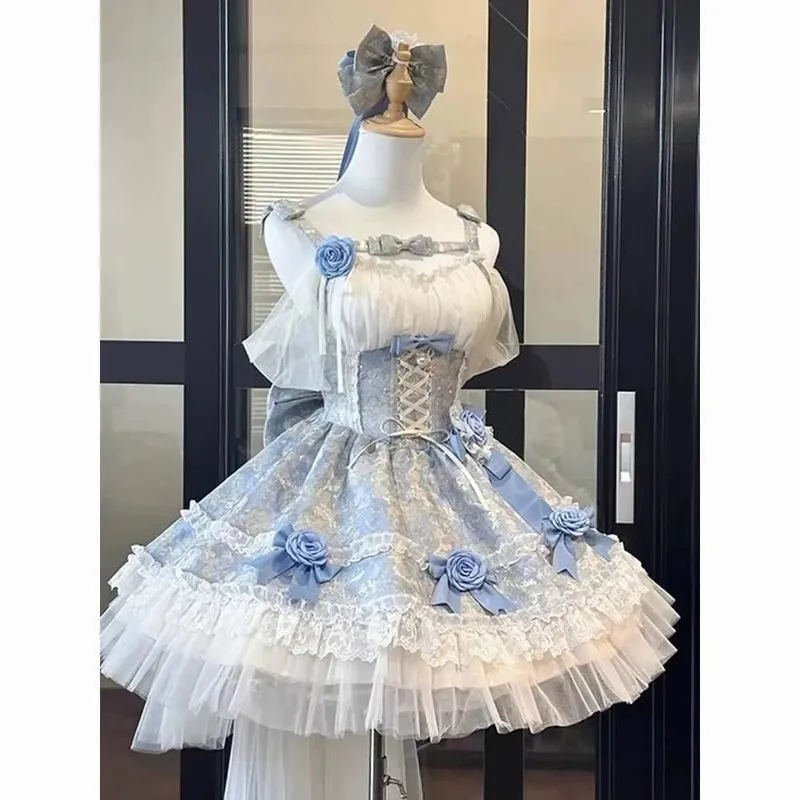French Style Sweet Halter Dresses for Women Evening Retro Princess Vestidos Mujer Summer Lolita Kawaii Elegant Party Dress — image 6