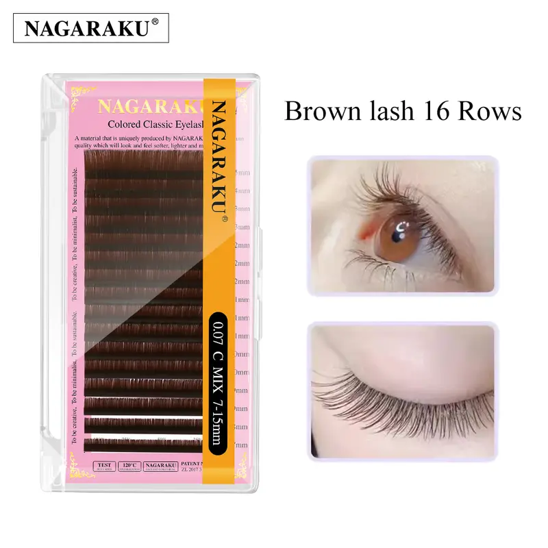 Light Brown Mix Eyelash 7-15mm Mink Lash False Individual Faux Eyelashes Cilia Extension for Eye Beauty