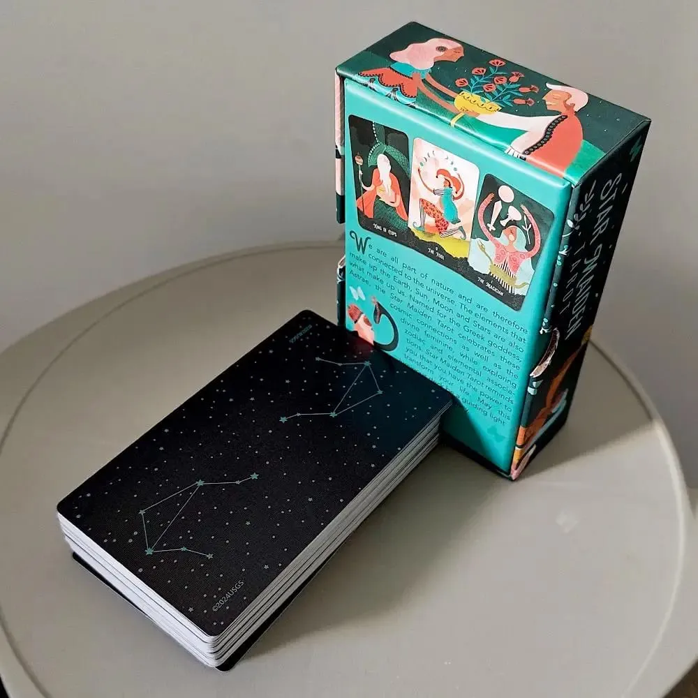 Star Maiden Tarot Deck 78-Card Deck Aesthetic Celestial Divineไพ่ทาโรต์ 2 ชิ้นกล่องแข็งคู่-นูน 12*7 ซม. — image 2