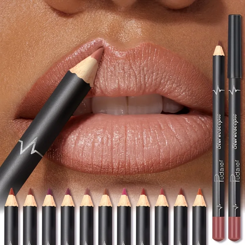 Waterproof Matte Lipliner Pencil Red Contour Tint Lipstick Long Lasting Non-stick Cup Moisturising Lips Makeup 12 Colors — image 1