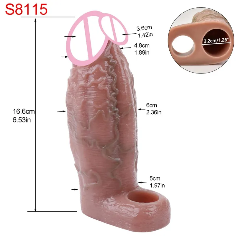 Close Head Realistische Penishülle Sexspielzeug für Männer Verzögerung der Ejakulation Dick Extender für Paare Sex Vergnügen Sexshop