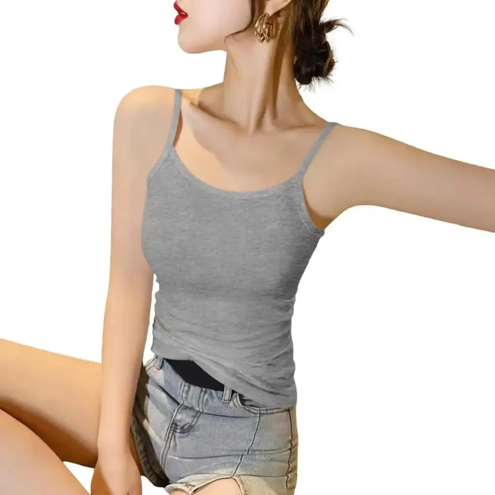 Women's Spaghetti Strap Tank Top Slim-Fit Camisole Sleeveless Scoop Neck Cami Shirts Summer Basic Undershirts