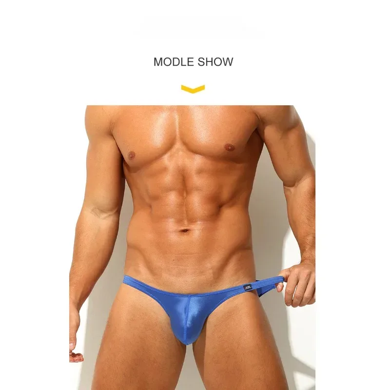 Glossy Mens Sexy Briefs Ice Silk Underwear Low Rise Silky Male U Convex Pouch Underpants Breathable Man Bikini Panties Smooth