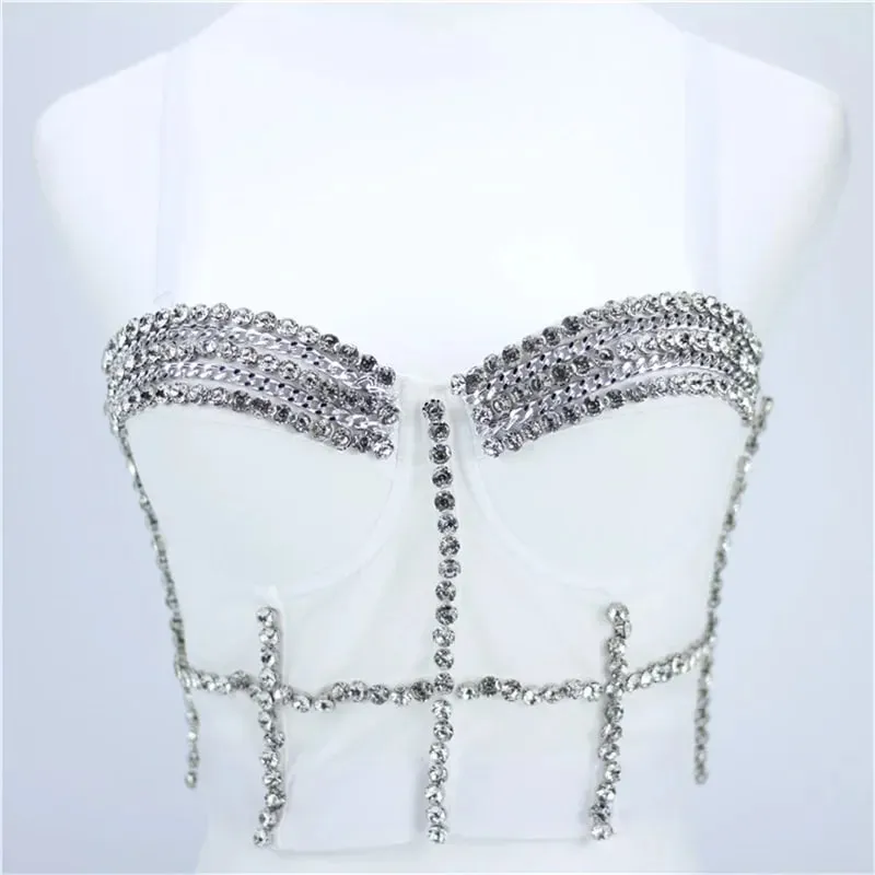 Visivane Rivet Beading y2k Tank Tops Women Bra Blusas Short Corset Woman Clothing Stage Party Shaper Ladies Crop Shirt Camis — image 10