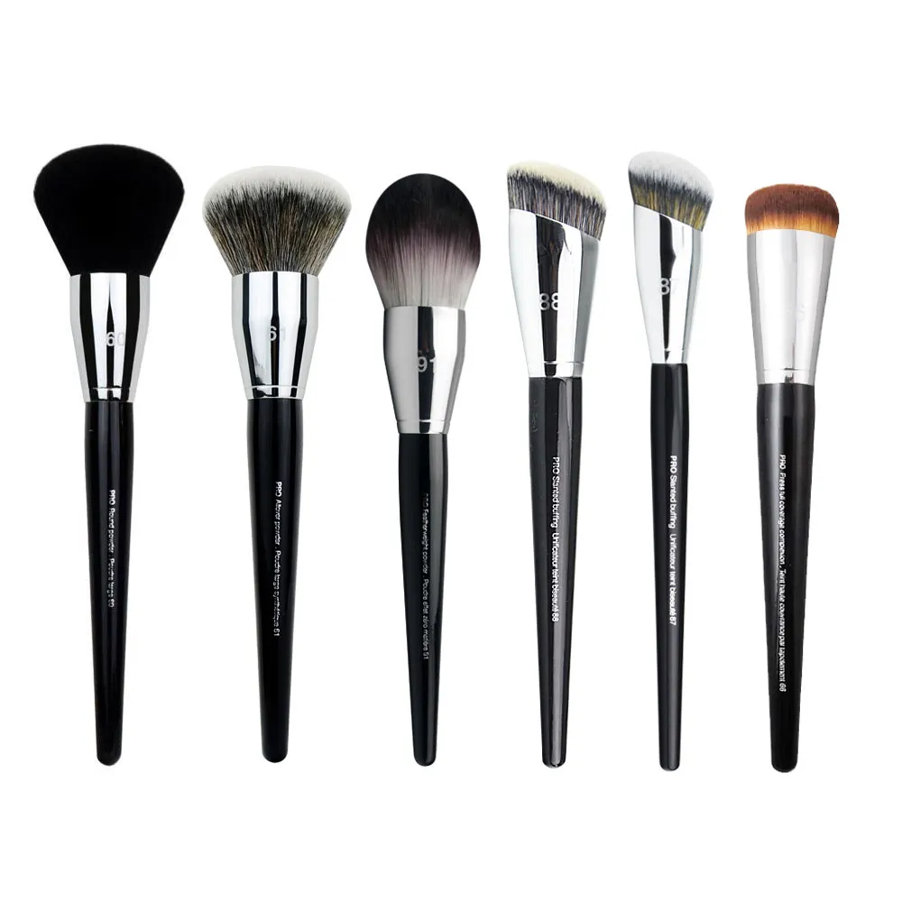 1 db Pro Round Powder sminkecset Beállítás Smink ecset Púder Kontúr szintetikus Haj Angled Foundation fa nyél — image 2