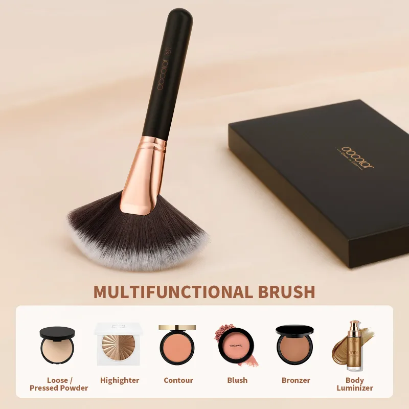 Docolor 1Pcs Soft Large Fan Makeup Brush Foundation Blusher Powder Highlighter Powder Brushes Cosmetic Professional Women Face — image 2