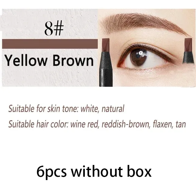 6/12PCS Eyebrow Pencil Hard Core Wholesale Makeup Pull Line Haozhuang Brand Permanent Peel off White Black Waterproof Natural — image 21