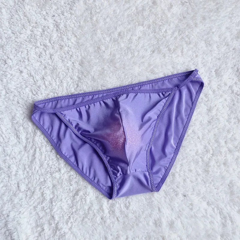 New Men Erotic Breathable Soft Ice Silk Baggy Sheer Bulge Pouch Bikini Thongs Briefs Underpants Solid Men's Underwear Thongs — image 5