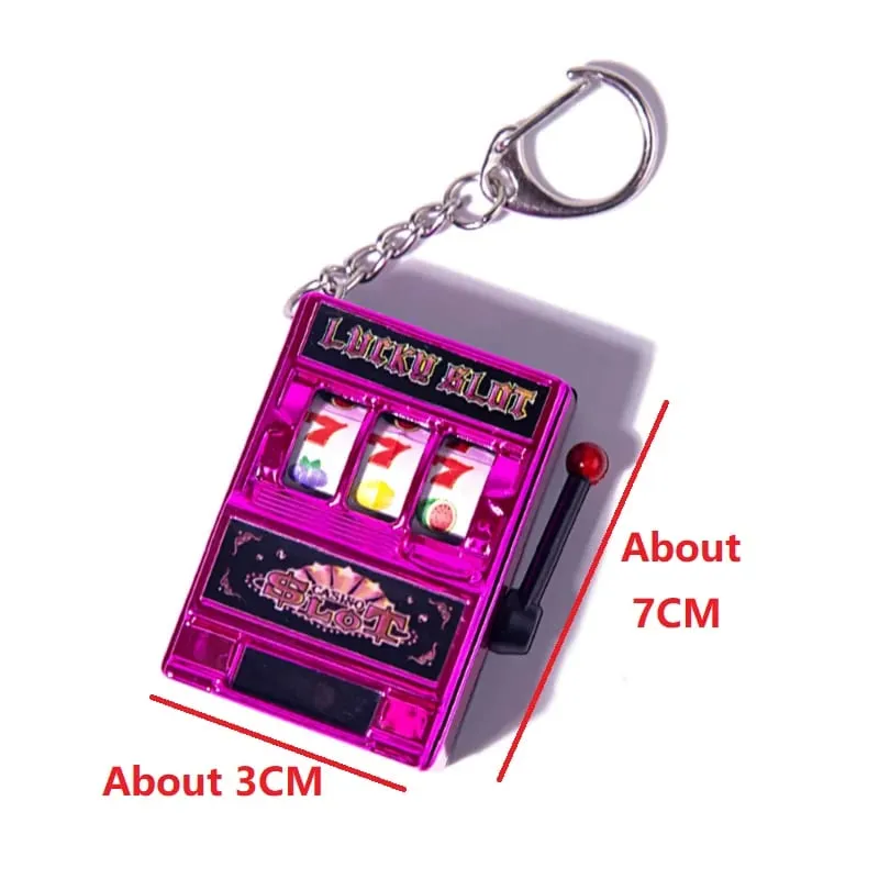 Funny Mini Slot Machine Keychain Luck Fruit Slot Gaming Machine Toy Keyring Lotto Game Bingo For Kid Cool Bag Pendant Charm Gift — image 3