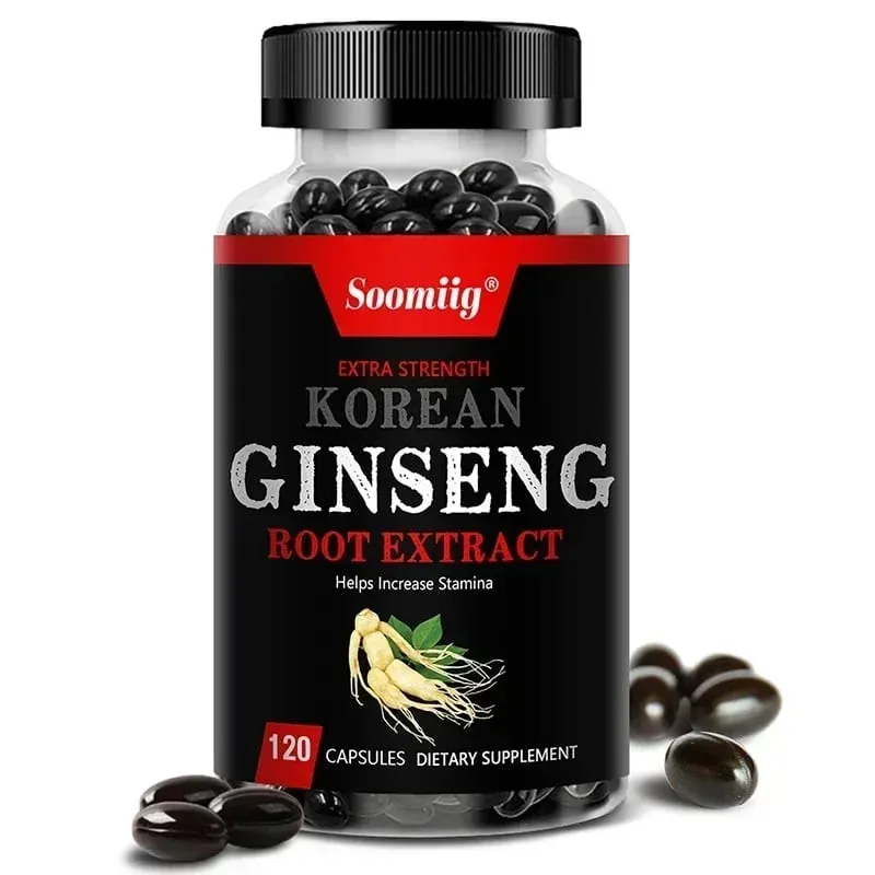 Strong Korean Ginseng 120 Vegetarian Capsules Energy Stamina & Focus + Memory & Mental Performance for Men and Women