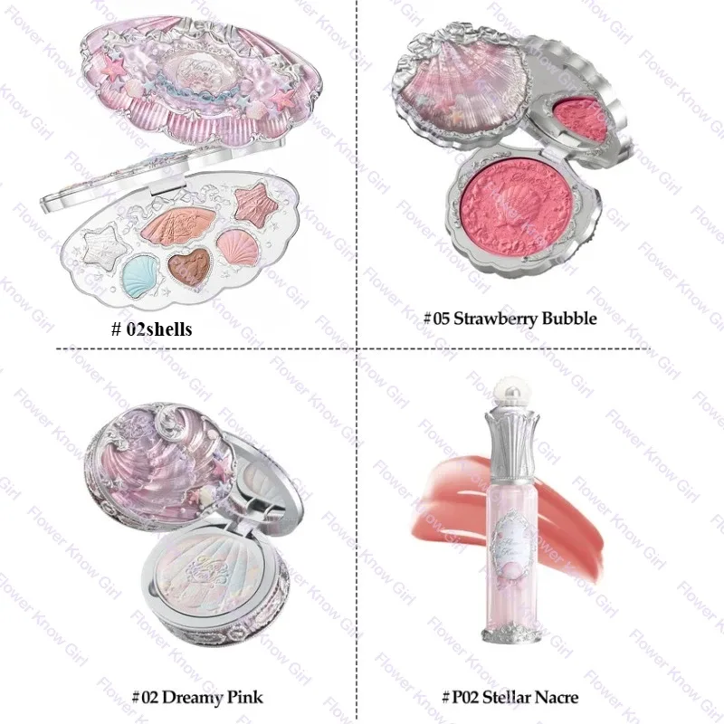 Makeup Flower Knows Shell's Jewel Mermaid Glow Set Eyeshadow Palette Blush Lip Gloss Makeup Bag Matte Glow Shimmer Primer Kit — image 6