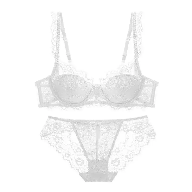 Women Sexy Lingerie Set Elegant Thin Lace Bra Set See Through Brief Sets Soft Underwear Ladies Bra and Panty Set