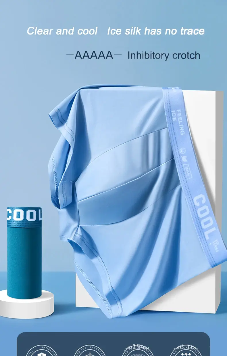 Boxers Ice Silk Man Underwear Graphene Men Underpants Breathable Comfortable Men's Panties Ultrathin Shorts Trunk Plus Size 6XL — image 1