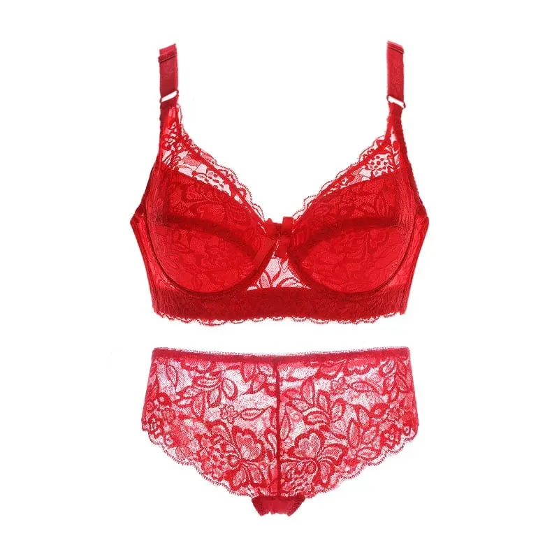 Sexy Lace Bras Set Lace Panty Thin Brief Plus Size 34-46BCD Women's Bralette Bh Push Up Brassiere Girl Top BH Lingerie Intimates — image 13