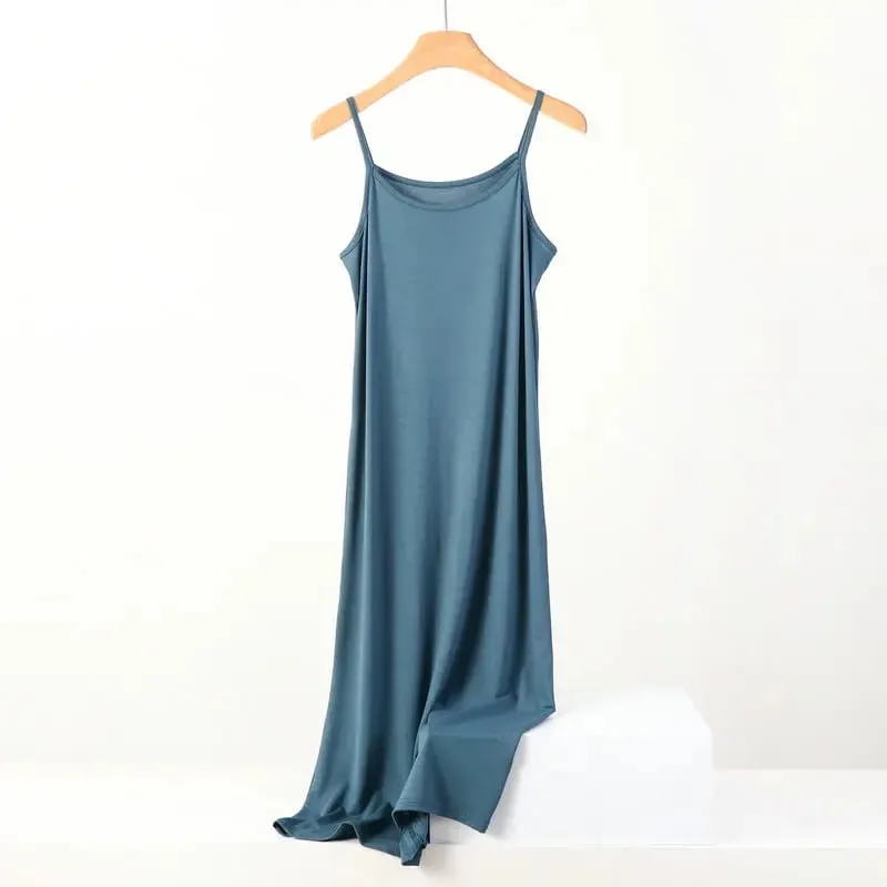 Plus Size Spring and Summer Versatile Slim Long Inner Nightgown Suspender Modal Cotton Solid Color Bottoming Dress — image 10