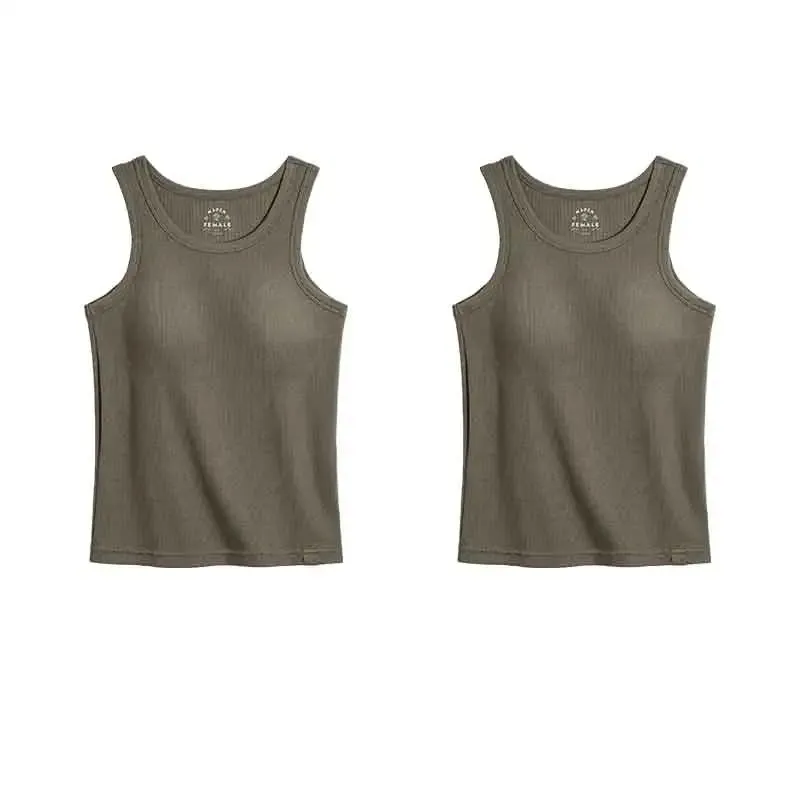 Maden Summer Sleeveless Knitted Tank Tops for Women Solid Color Casual Sports Vest Slim Fit Female Outer Wear Tops