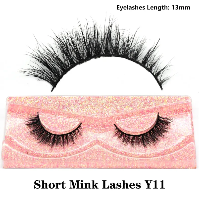 Demi-cils naturels 3D en vison, courts, duveteux, vaporeux, bande croisée, doux, Extension, maquillage — image 10