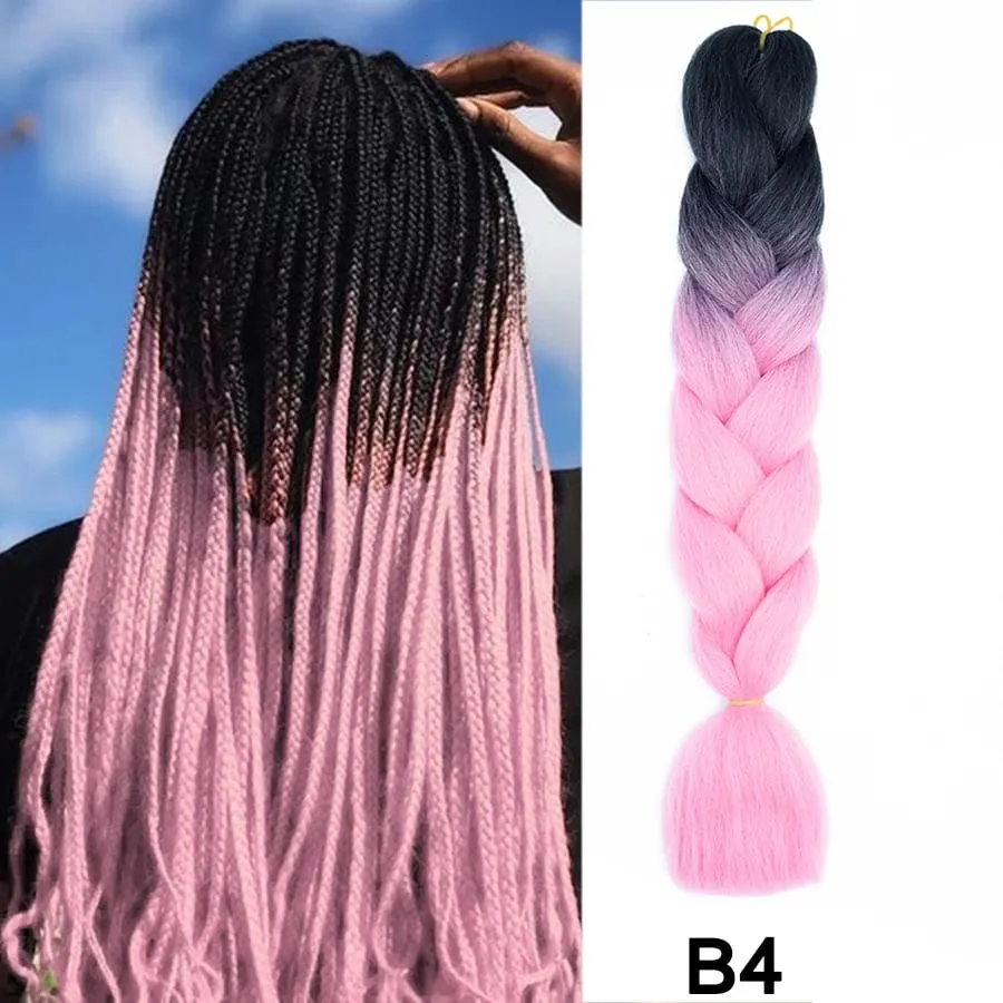 24 Inch Synthetic Jumbo Braid Pure And Ombre Braiding Hair Extensions For Women DIY Jumbo Hair Braids Black Green Gray Brown — image 41