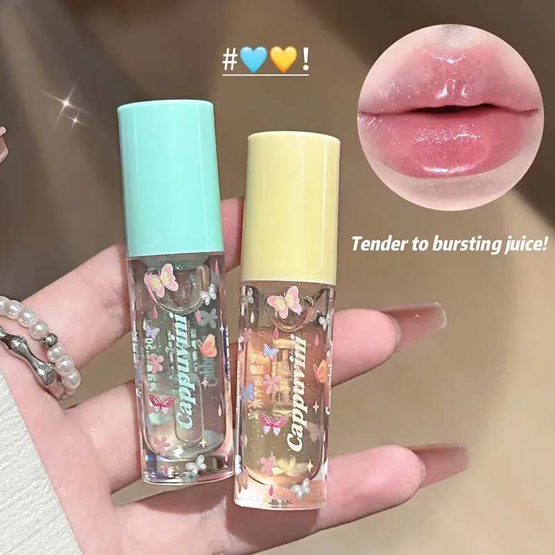 Moisturizing Water Light Lip Gloss Shimmer Transparent Jelly Mirror Lip Glaze Crystal Clear Hydrating Plumping Lip Gloss Makeup