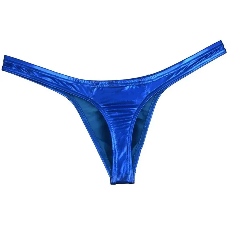 Shiny Solid Briefs Underpants Underwear Stretchy T-back Thong Bikini Fake Leather Low Waist M-XL Men Comfort New — image 2