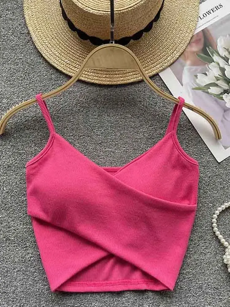Irregular Casual Sport Camisole Women Strap Design Solid Fashion 2024 Y2K Elegant Ladies Chic Slim Tank Tops — image 18