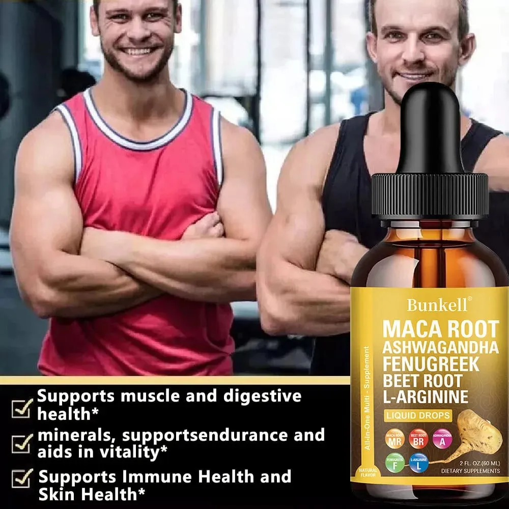 Bio maca gyökér folyékony cseppek ashwagandha görögszéna répa gyökérrel és L-arginin folyékony multivitaminnal nőknek és férfiaknak — image 2
