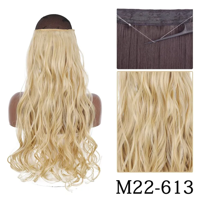 Synthetic Long Straight No Clip One Piece Hair Extension Natural Adjustable Line False Hairpiece For Women