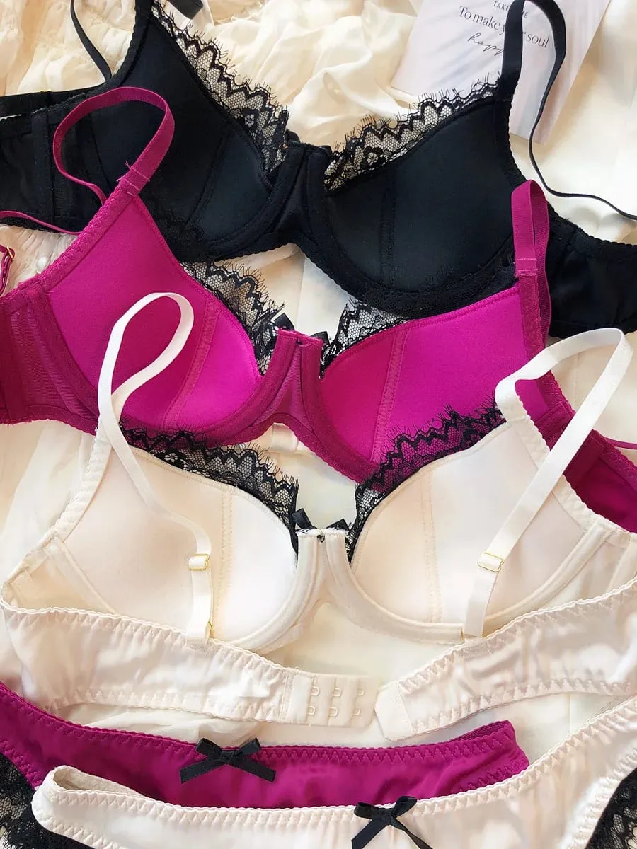 Sexy krajkové tenké košíčkové spodní prádlo pro ženy Sada francouzských podprsenek Push Up Vysoce kvalitní hedvábná tkanina Pohodlné prodyšné spodní prádlo Intimní souprava — image 3