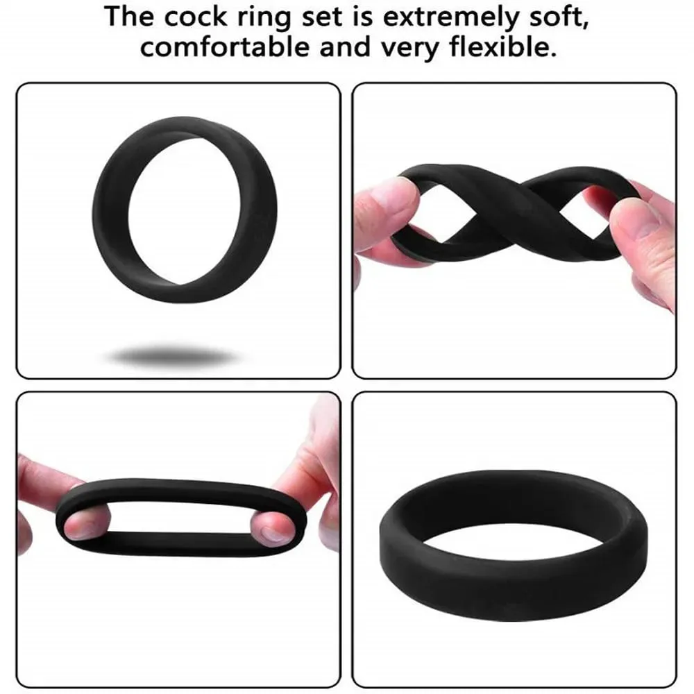 6 Pcs Male Penis Rings Cock Rings Sleeve Delay Ejaculation Silicone Beaded Time Lasting Erection Sex Toys For Men Adult Games — image 5