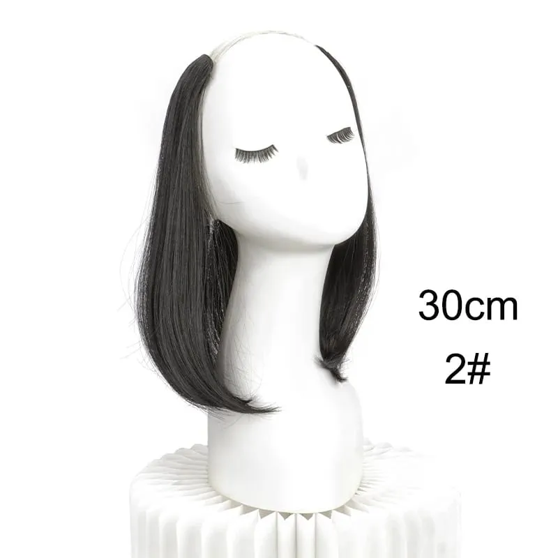 20/30cm Synthetic Short Straight Internal Buckle V-shaped Half Head 4Clips Hair Extension Invisible Hairpiece for Women — image 10