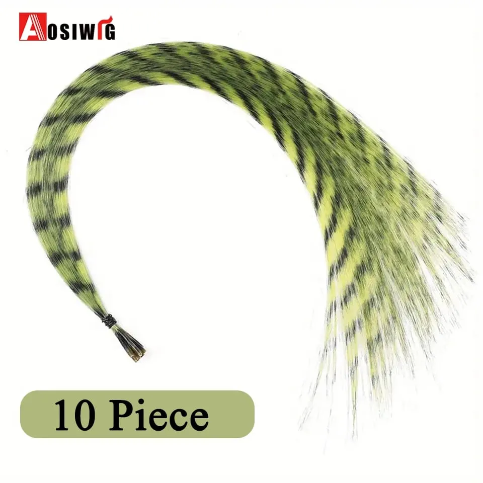 Feather Hair Extensions Colored Synthetic Clip In Hair Feather Colorful False Hair Extension Mixed Color Straight Hair For Women — image 8