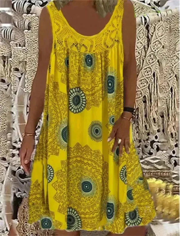 Damen-S-5XL-Größe, digital bedruckt, schulterfrei, sexy Leibchen, locker sitzendes Kleid, Spitze, Freizeitkleid, Sommerkleid — image 16