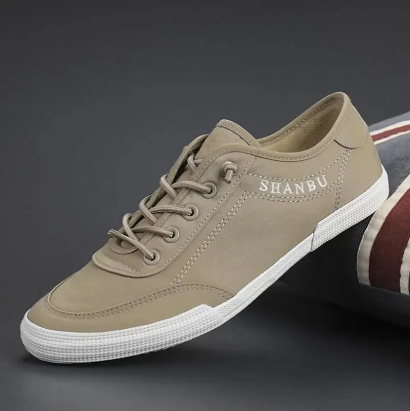 Plus Size 46 Men's Casual Shoes Lightweight Breathable Men Shoes Flat Sneakers White Lace-Up Tenis Man Sneakers — image 1