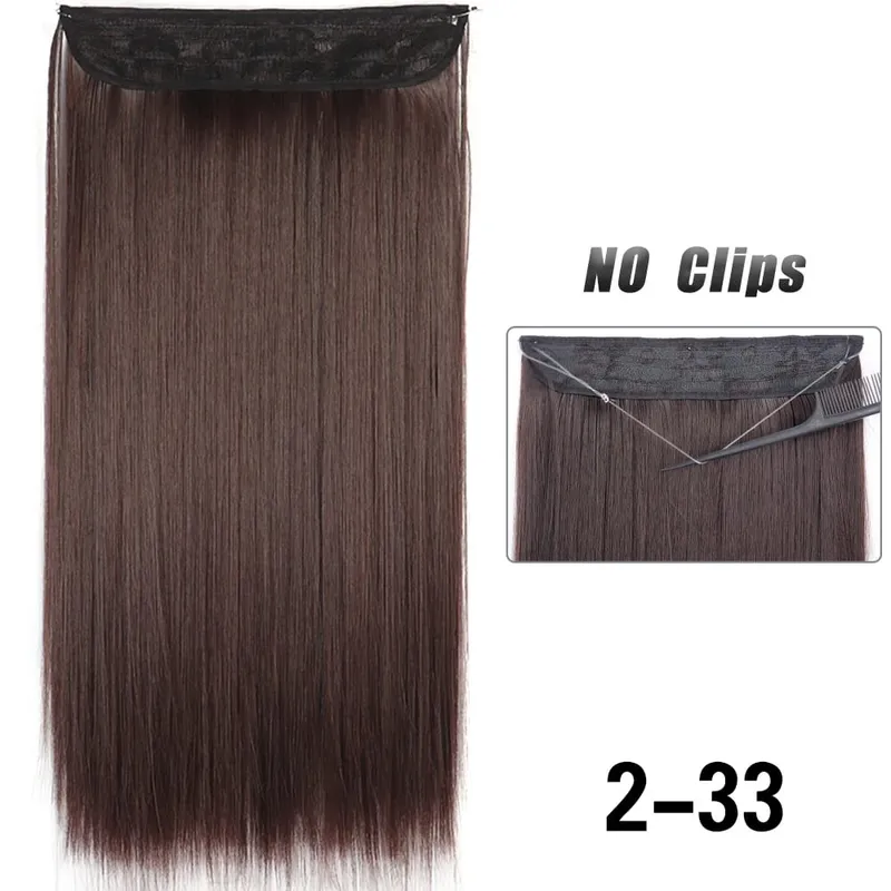 No Clips Hair Extensions Invisible Wire Long Straight Synthetic False Hair Piece 80cm Black Brown Blonde Hairstyle — image 10