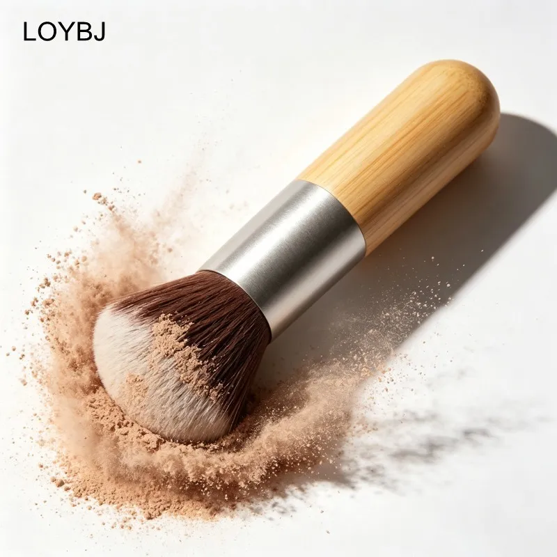 Bamboo Handle Foundation Brush Loose Powder Makeup Borstar Blush Contour Liquid Foundation Cream Professionell ansiktsskönhetsverktyg — image 3