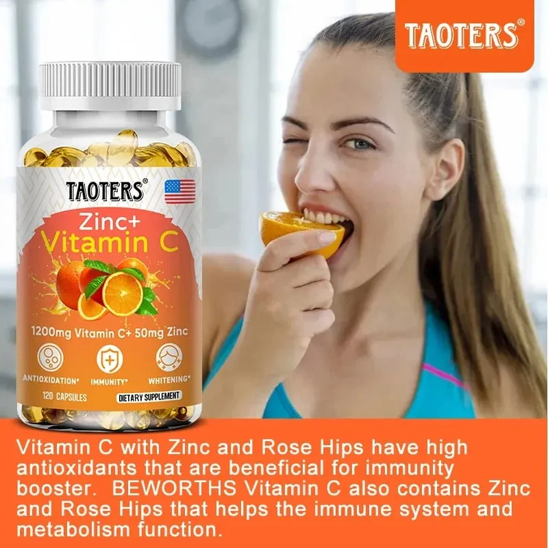 Cápsulas de 1200 mg de vitamina C - com zinco - sistema imunológico e reforço de colágeno não OGM e vegetariano sem glúten — image 5