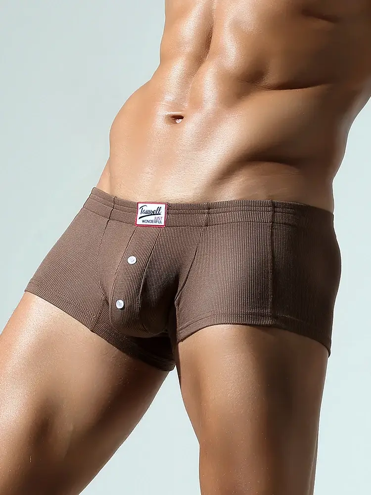 Men's Flat Underwear, Made of Synthetic Cotton, High Elasticity, Raised, Button Decoration, Comfortable Slim Fit Solid Color — image 25