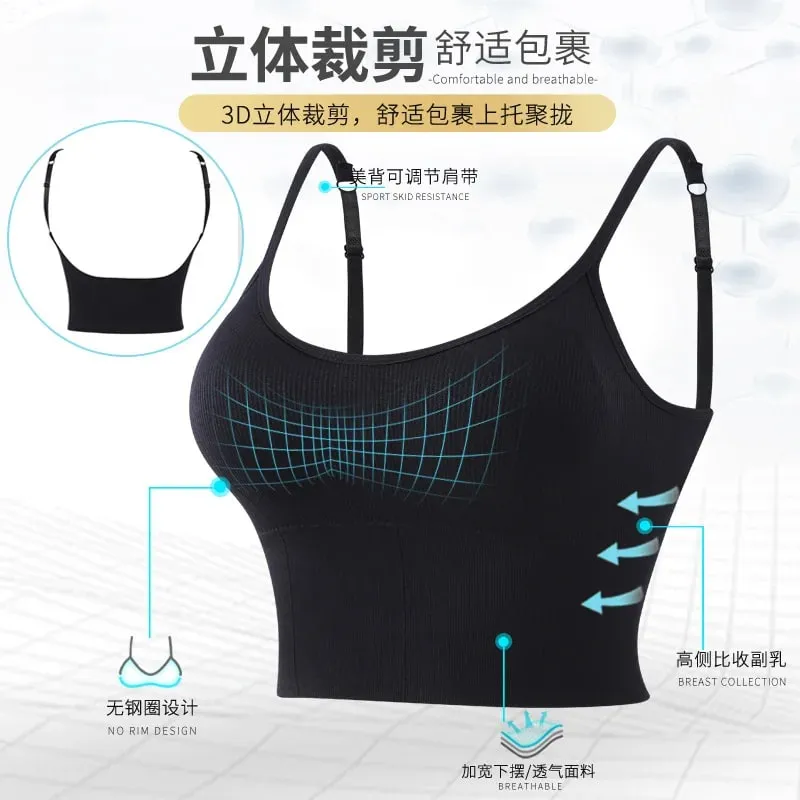 Kvinder Tank Crop Top Sømløst Undertøj Vintage Crop Top Kvinde Tanks Vest Camis Polstret U Ryg Kvinde Sexet Sport Lingeri Camisole — image 3