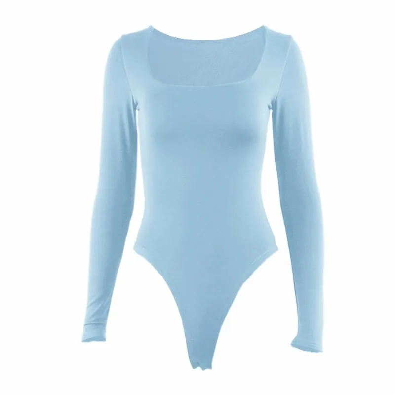 Long Sleeve Bodysuits Spring 2025 Square-Cut Collar Solid Bodycon Elastic Romper Sexy Y2k Women Clothing Fashion Club Party 2520 — image 12