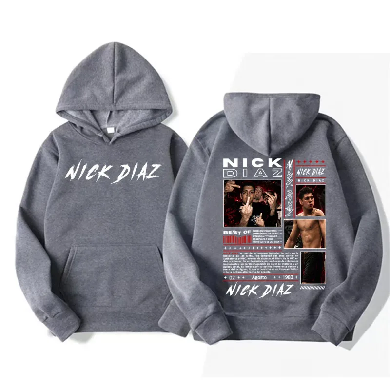 Limited Nick Diaz Retro 90s Style Graphic Hoodies Men's Gothic Violence Aesthetic Sweatshirt Fleece Casual Long Sleeve Pullovers — image 5