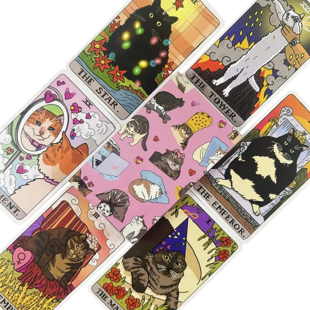 1pc Cat Meme Tarot Cards Fate Divination 22pcs Oracle Cards Party Entertainment Board Game Cards — image 5