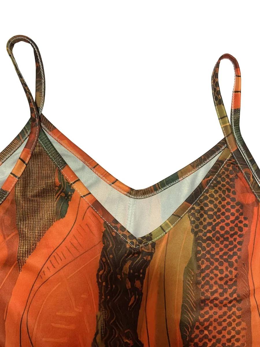 Women's Summer Spaghetti Strap Dress Colorful Abstract Print Ideal Vacation Outfits Flowy Casual Dress Must - Have Clothes — image 4