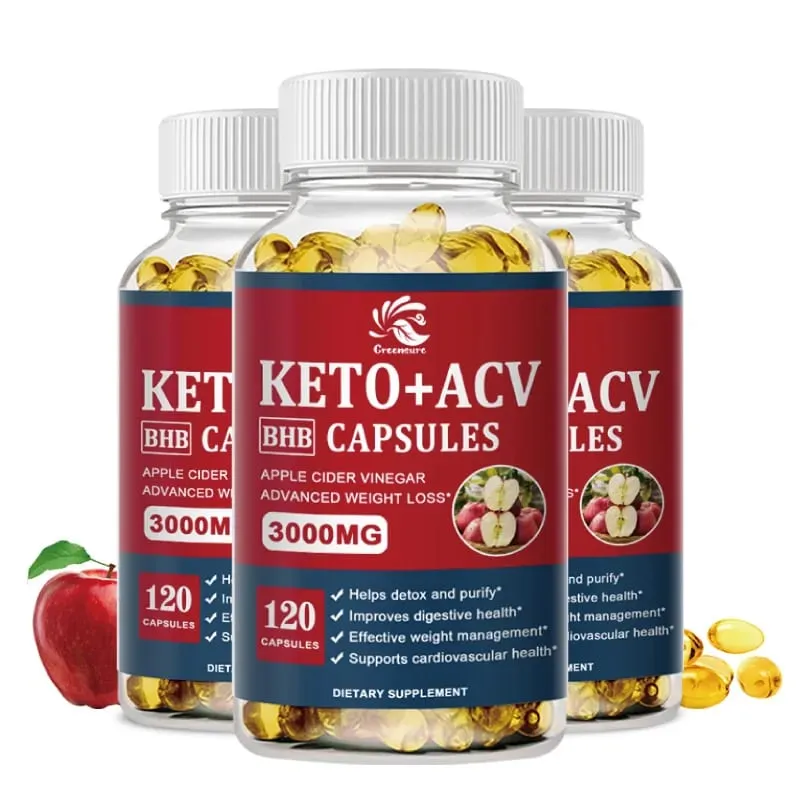 Greensure Keto Apple Cider Vinegar Capsules ACV with Apple Cider Keto Supplements Apple Flavor Formula for Men & Women