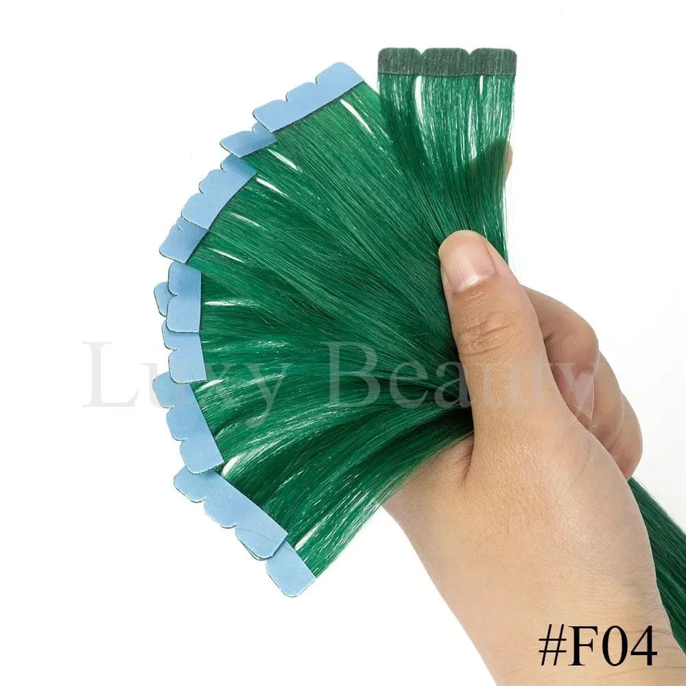 Colored Mini Tape in Hair Extensions Invisible Seamless Tape in Human Hair 10pcs/set Pink Red Green Purple Blue Mini Tape Hair — image 15