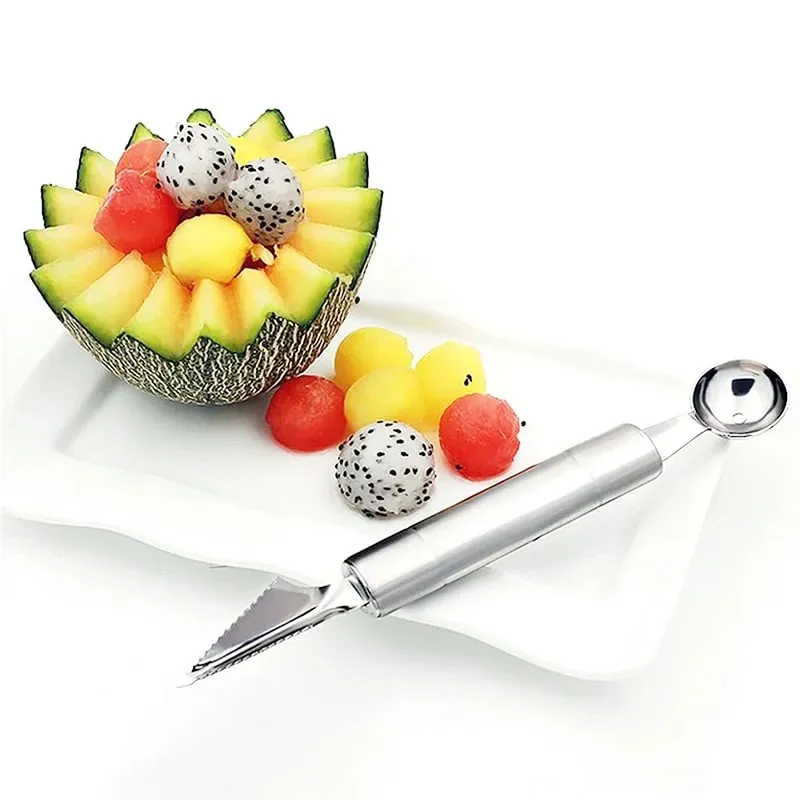 Fruit Spoon Digging Double Headed Stainless Steel Portable Multifunctional Melon Baller Scoop DIY Fruit Platter Ball Tool TMZ — image 6