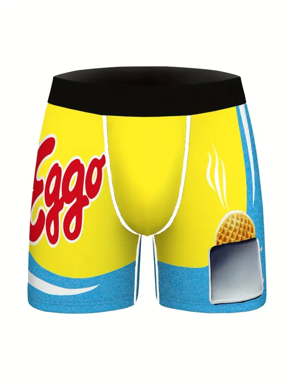 3Pcs Random Snack Cartoon Print Pattern Men's Briefs Ice Silk Cool Quick-drying and Breathable Men's Underwear